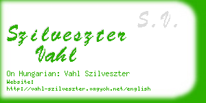 szilveszter vahl business card